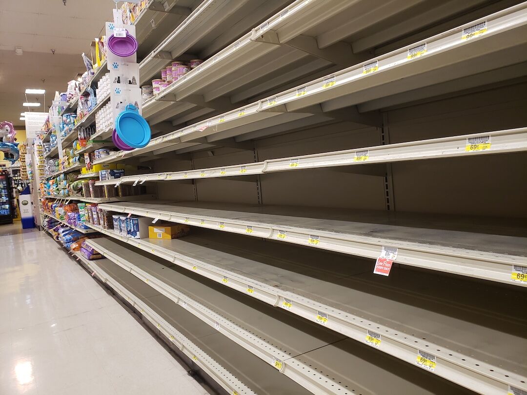 Canned cat food shelves at Vons